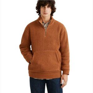 Madewell Men's Brown Rust (Re)Sourced Sherpa Half Zip Pullover Sweatshirt Sz XL